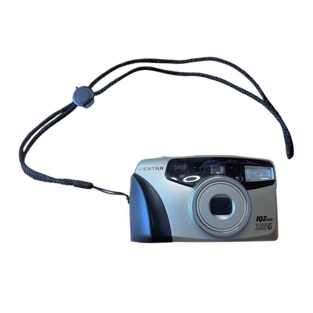 Pentax IQZoom 105G 35mm Point Shoot Film Camera 38-105mm Zoom AF Flash untested